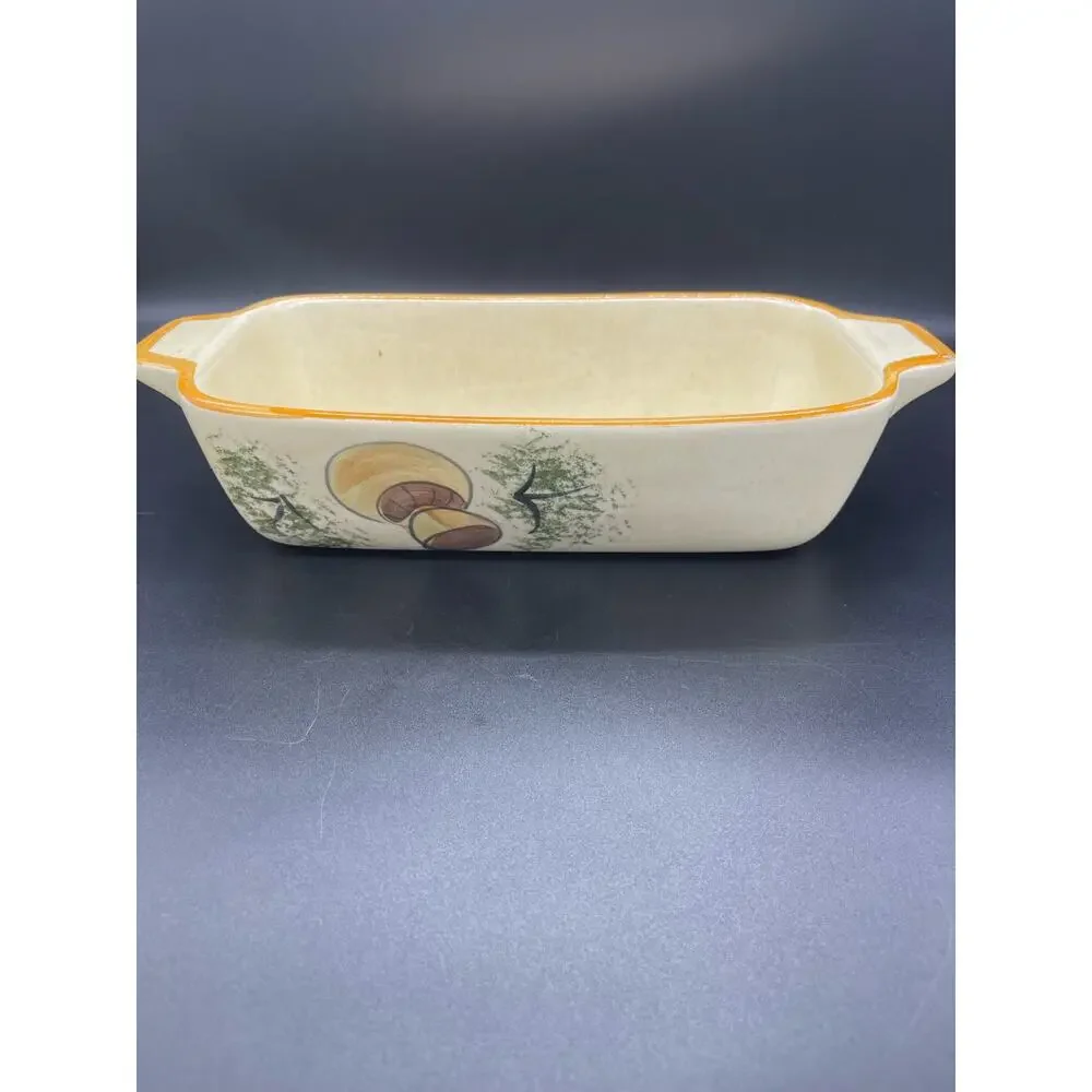 Vintage Los Angeles Pottery Bread / Loaf Pan 70’s Mushrooms *See paint photo